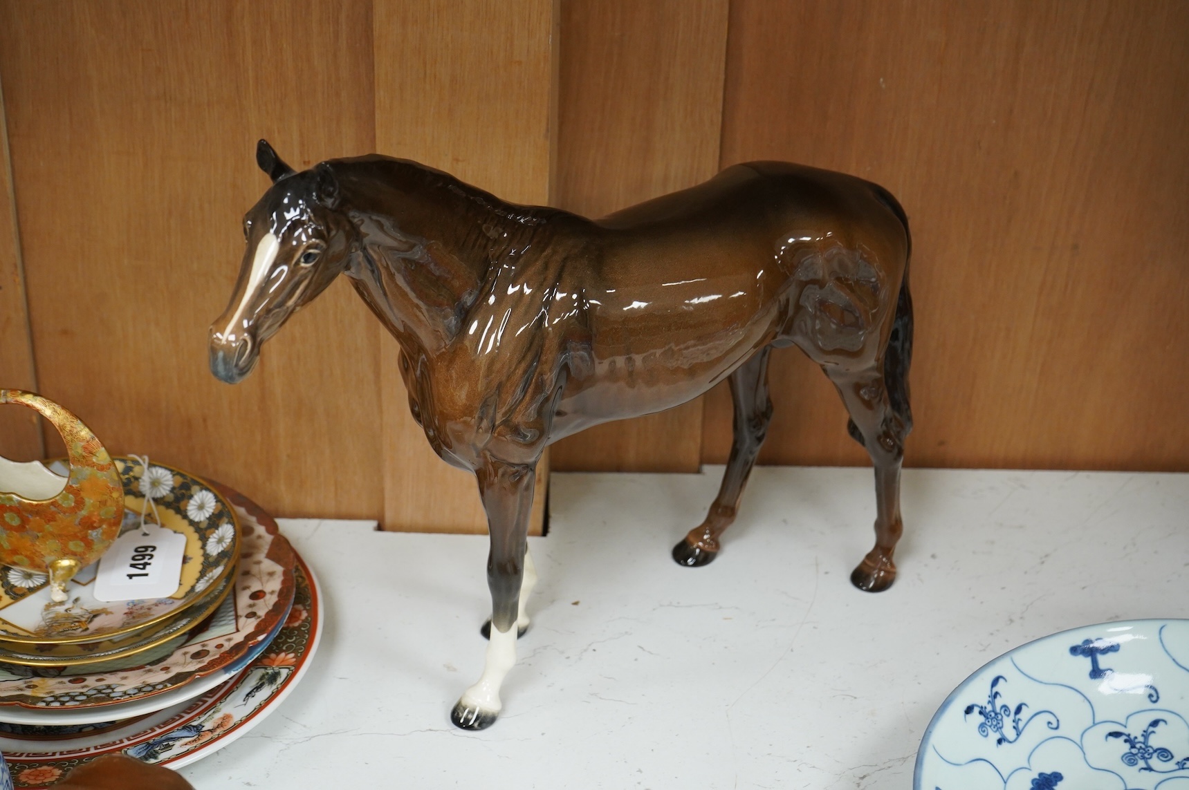 A Beswick large gloss glazed horse, a bison and a shire foal (3) tallest 29cm.